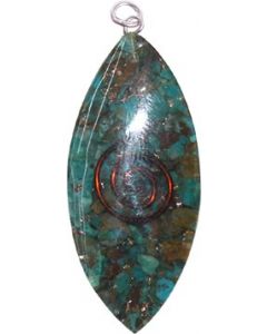 Ogoniet Hanger Ovaal Chrysocolla met Koperen Spiraal