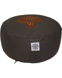 Meditation Cushion Round Dyded Cotton Yoga Tree Orange