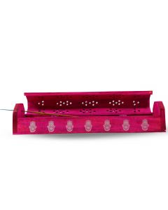Roze Houten Doos Wierookbrander met Hamsa Hand