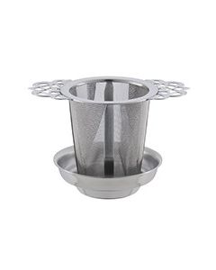 Metalen theefilter ornament met lekbakje