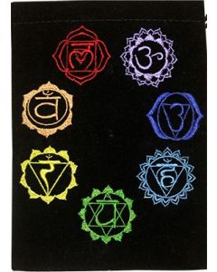 Fluwelen Zak - Zwarte Geborduurd Chakra 