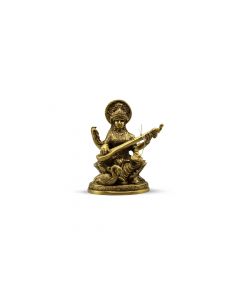 Saraswati Zitten Op Lotus Met Zwaan 5 inch