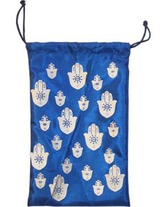 Syth. Zijde Tas 5X8 "-Hand Van Fatima Op Blauw