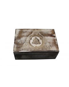 Triquetra handcrafted wooden box white wash