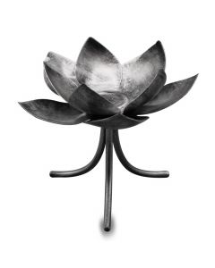 Metalen Lotus Voor Single Theelicht Houder Op Single Stand-Antique Silve