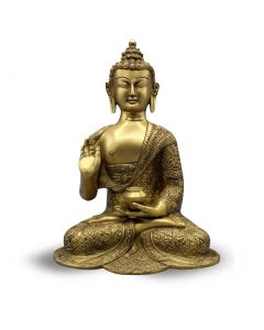 Buddha Sitting Asthmangal Carved green+yellow