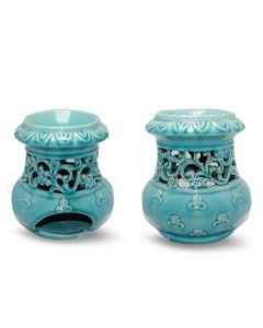 Turkoois Aromabrander Met Elegante Ornamenten (12X17X18Cm)