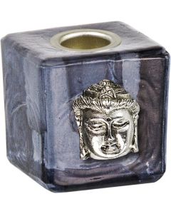 Glas Kubus Mini Kaarshouder-Zwart + Buddha