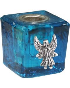 Glazen Kubus Mini Kaarshouder- Turkoois-Melchizech