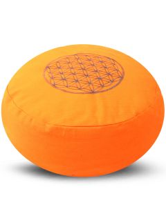 Meditatiekussen Flower of Life oranje 36x17cm