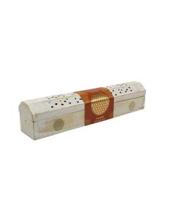 Green Tree incense box white Flower of Life