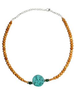 Choker Sandelhout -Turkoois Ganesh