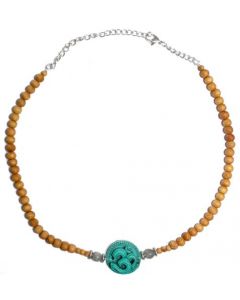 Choker Sandelhout-Turkoois Om