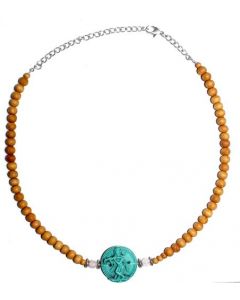 Choker Sandelhout -Turkoois Krishna