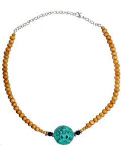 Choker Sandelhout -Turkoois Shiva