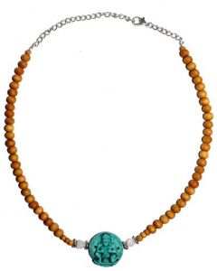 Choker Sandelhout-Turkoois Hanuman