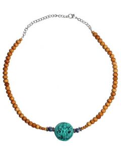 Choker Sandelhout-Turkoois Vishnu