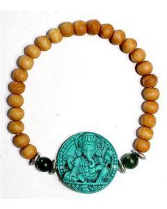 Armband van Sandelhout Turquoise Ganesha