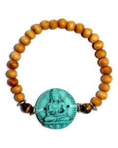 Armband van Sandelhout Turquoise Helende Boeddha