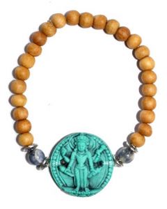 Armband van Sandelhout Turquoise Vishnu