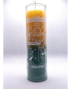 Road Opener Gold/Green Wax Screened 8' Candle