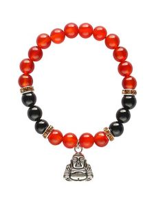 Armband Carneool & Onyx Kralen Met Happy Buddha