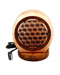 USB Himalayan Salt Lamp Flower of Life 1kg