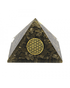 Orgoniet Piramide Pyriet met Bloem des Levens Groot