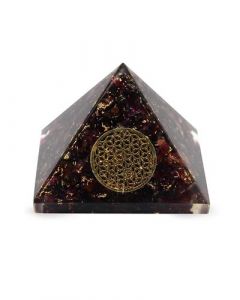 Orgoniet Pyramide Granaat met Flower of Life (40-45mm)
