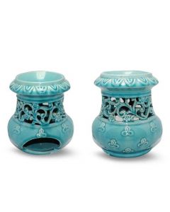 Turkoois Aromabrander Met Elegante Ornamenten (12X17X18Cm)