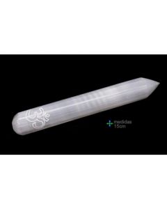 Selenite Massage Wand with Ohm Symbol