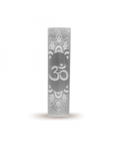Selenite incense holder ohm symbol 15cm