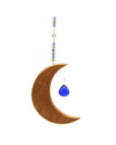 Crescent Moon Suncatcher Wall Hanging With Glass Beads