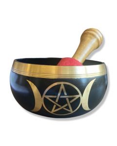 Singing bowl black triple moon 9 cm set of 4