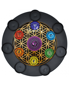 Metal T-Light Holder & Charger Plate 7 Chakras