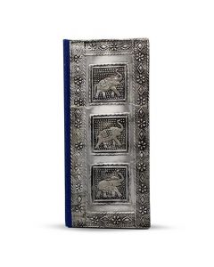 Vintage Aluminium Adresboek 3 Olifanten 18x9 cm