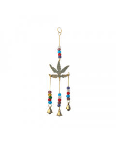 Hanging bells with Metal Marijuanna Leaf