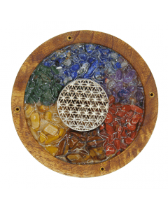 Flower Of Life Incense Holder With 7 Chakra Stone Chips