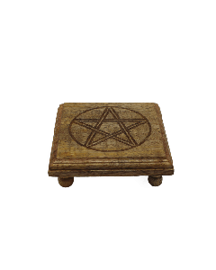 Mini Altar Table Carved Pentagram
