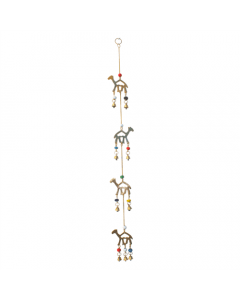 Hanging bells with 4 Brass Camels on String
