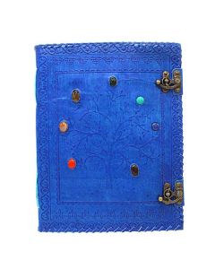 Purple Leather Journal Tree Of life with 7 stones 25x33cm