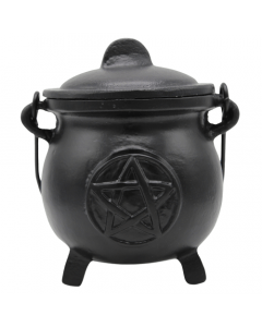 Cast Iron Cauldron Pentacle Black