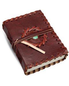 Leather Journal With Semi Precious Stone In Center 18x13cm