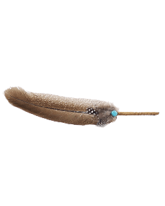 Smudge Kalkoenveer met Leren Handvat en Steen (Stippen) 30cm