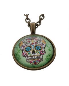Lucky Pendant Skull in Green  22mm