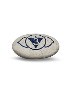 Kiezelsteen - Gegraveerde River Stone 6Th Chakra Blauw