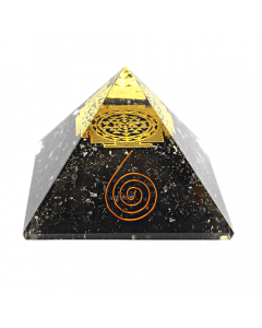 Orgoniet Piramide Zwarte Toermalijn Sri Yantra 70 mm