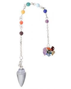 GEMSTONE PENDULUM CHAKRA CHAIN CURVED CLEAR