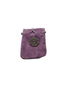 Suede Zakje Paars Met Chakra Symbool 3.2x2.75 inch