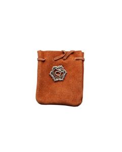 Suede Zakje Oranje Met Chakra Symbool 3.2x2.75 inch